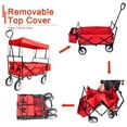 thumbnail image 6 of Folding Wagon Cart with Canopy, Heavy Duty Collapsible Utility Wagon with All-Terrain Wheels and Cup Holder, 150lbs Capacity Beach Wagon Cart for Garden Shopping Trip Camping, B119, 6 of 9
