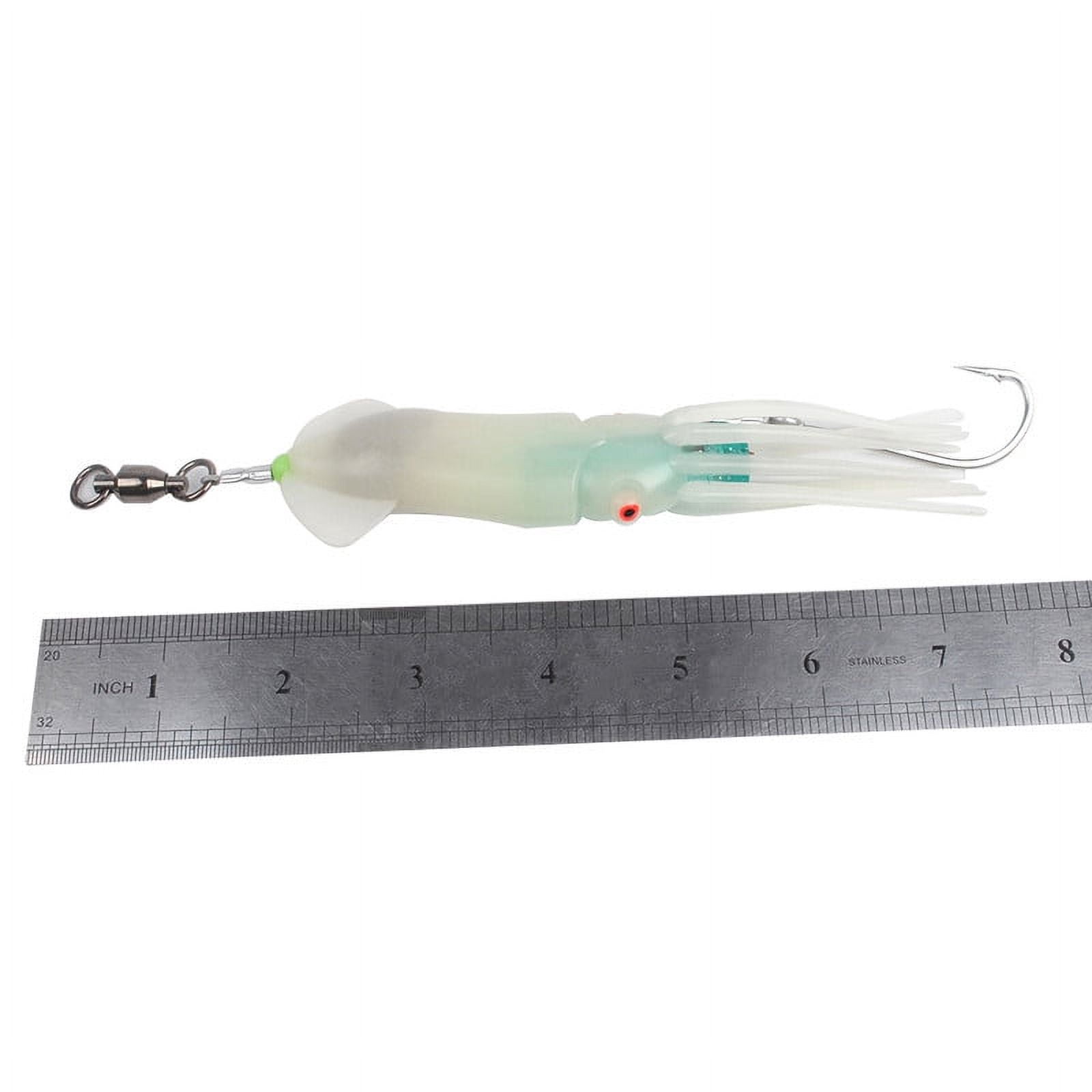 Dr.Fish Saltwater Fishing Lure Trolling Squid Offshore Teaser Bait 6" Built-in LED Light Mahi Sails Tuna Wahoo Marlin White