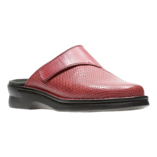 clarks red leather clogs
