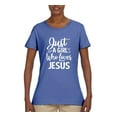 thumbnail image 2 of Wild Bobby Just A Girl Who Loves Jesus Inspirational/Christian Women Graphic Tee, Light Blue, XX-Large, 2 of 5
