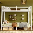 thumbnail image 2 of Bellemave Full XL over Queen Bunk Bed, Heavy Duty Metal Bunk Beds with Storage, Space-Saving Bunk Beds with Ladder & Full-Length Guardrail for Teens, Adults, White, 2 of 11