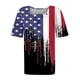 thumbnail image 3 of Fiudx Liquidación de Ahorros de Verano Camiseta Plisada con Cuello Estampado de Manga Corta Del Día de La Independencia para Mujer, 3 of 3