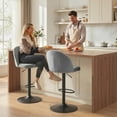 thumbnail image 2 of HOMCOM Bar Stools Set of 2, Swivel Counter Height Barstools, Grey, 2 of 10