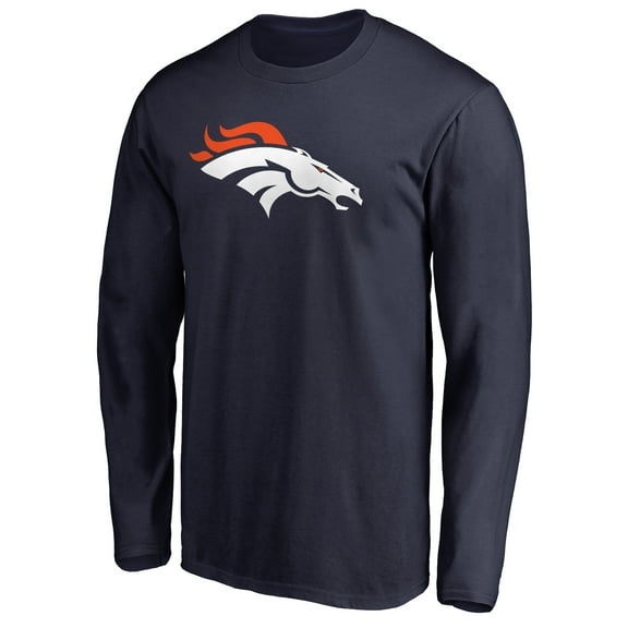 Men's Navy Denver Broncos Primary Logo Long-Sleeve T-Shirt