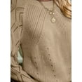 thumbnail image 5 of Cupshe Knitwear Sweater for Women Lightweight Solid V-neckline Long Sleeves Casual Loose Pullover Sweater, 5 of 5