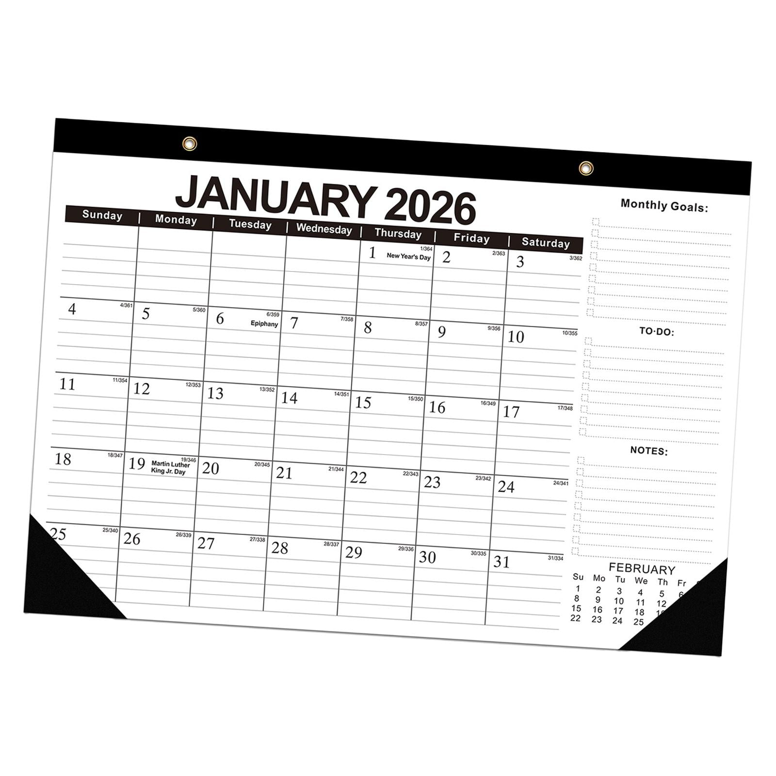 2026-2027 Desk Calendar 18 Months Planner with Notes Section and Goals for Classroom Office Home Tabletop Scheduling