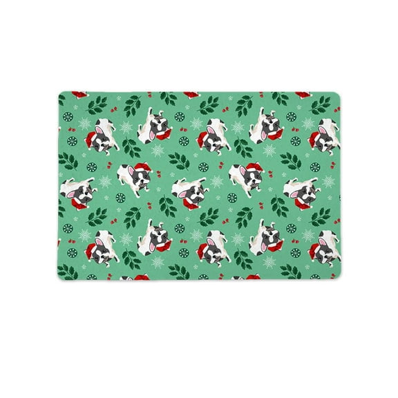 Santa French Bulldog Pattern Mat Rectangle -Image by Shutterstock,