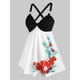 thumbnail image 1 of Tallas de tuerca delantera de impresión floral de talla grande. Rosegal Camisetas sin mangas de talla grande, 1 of 5