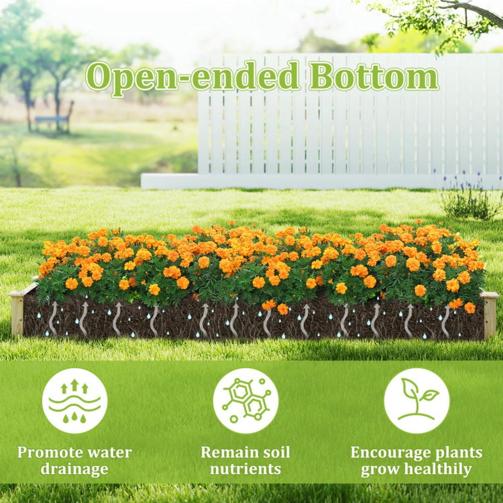 GVN Planter Garden Boxes Outdoor,Wooden Raised Garden Bed with 2 Planter Boxes and Dividers-Natural