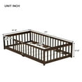 thumbnail image 2 of Alvantor Twin Size Floor Bed, Solid Wood Toddler Bed with Slat and Fence Guardrail, Montessori Floor Bed for Kids, Boys, Girls,Espresso, 2 of 8