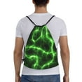 thumbnail image 2 of Kdxio Green Lightning Print Drawstring Backpack Bag,Waterproof Draw String Back Sack, Gym Drawstring Bags Swim Bag For Unisex, 2 of 9