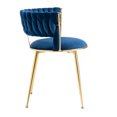 thumbnail image 4 of Elegant Velvet Fabric Dining Chair Set of 2 with Woven Backrest, Upholstered Back Stool with Metal Golden Legs and Anti-slip feet, Vanity Chair for Bedroom Living Room Dining Room, Navy, 4 of 9