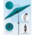 thumbnail image 2 of 10FT Outdoor Patio Umbrella, Outdoor Table Umbrella, Market Umbrella With Push Button Tilt and Crank, 6 Sturdy Ribs UV Protection Waterproof for Garden, Deck, Backyard, Pool,Turquoise Blue, 2 of 7