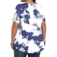 thumbnail image 4 of Yotami Plus Size Tops for Women Pleated Summer Short Sleeve Tunic Tops Round Neck Tie-Dye Print Soft Shirt for Outdoor, White, 4 of 4