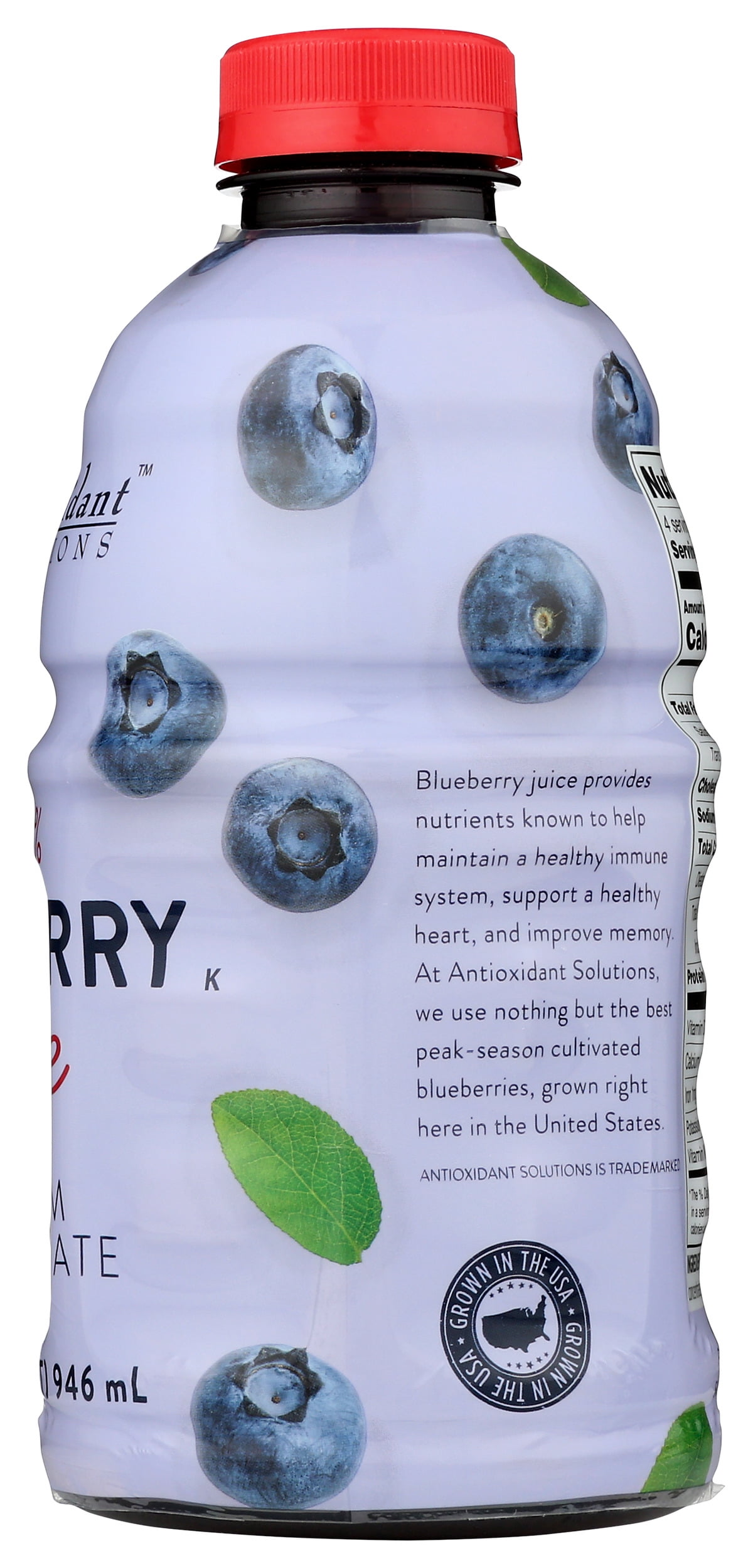 Pack of 6, Antioxidant Solutions Blueberry Juice, 32 fl oz