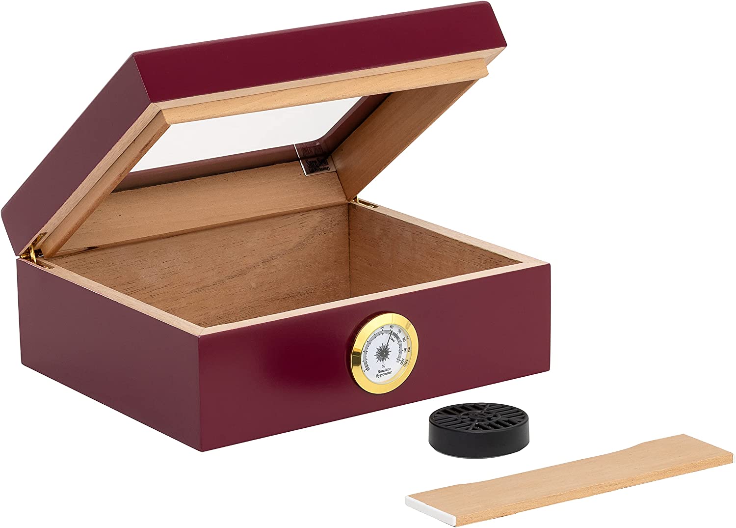 Quality Importers Glasstop Humidor, Red