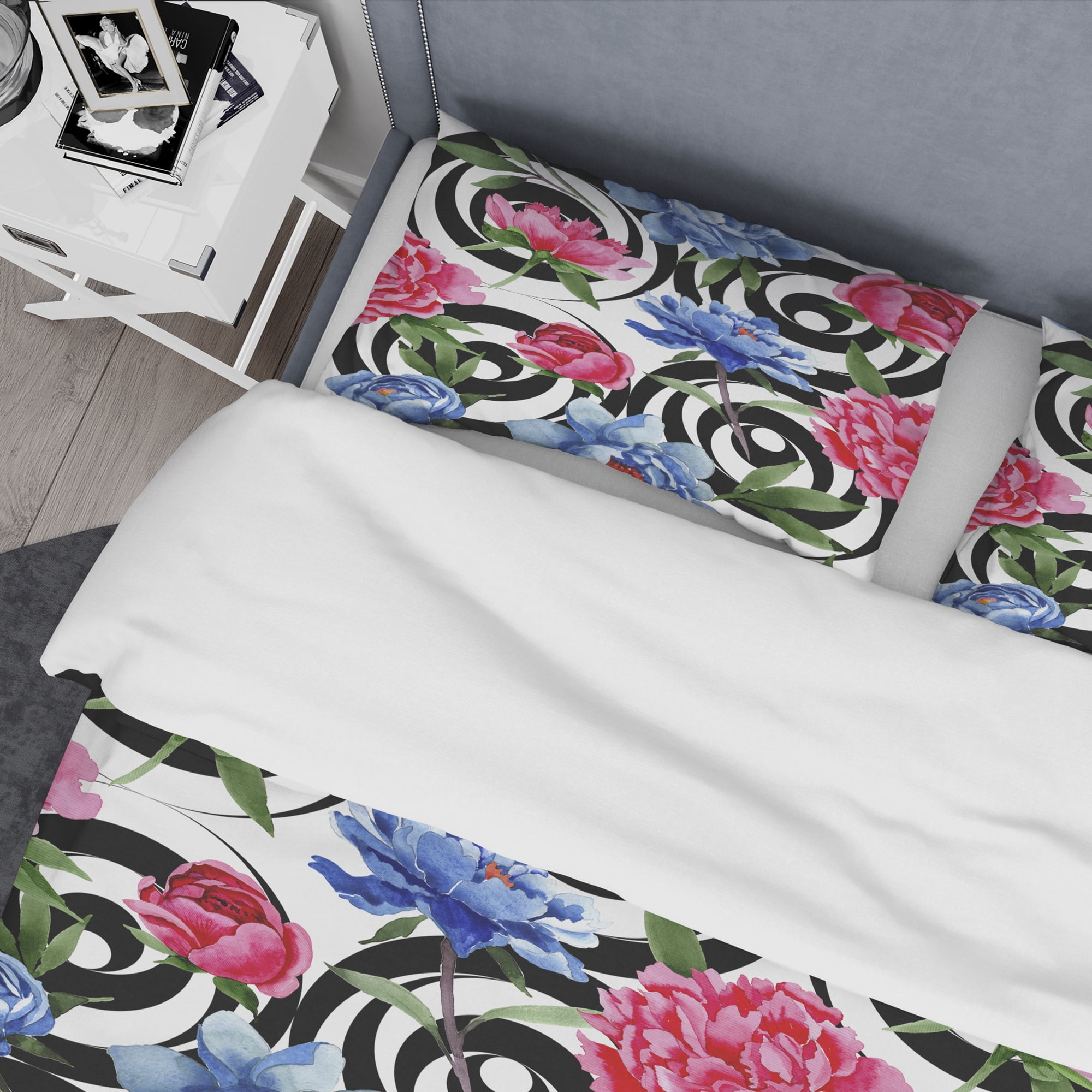 Designart 'Floral Retro Pattern I' Mid-Century Modern Duvet Cover Set
