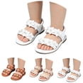 thumbnail image 4 of JAJAHO Girls Sandals Summer Open Toe Floral Design Outdoor Hook And Loop Flat Shoes For Little/Big Kids Trendy Shoes, 4 of 9