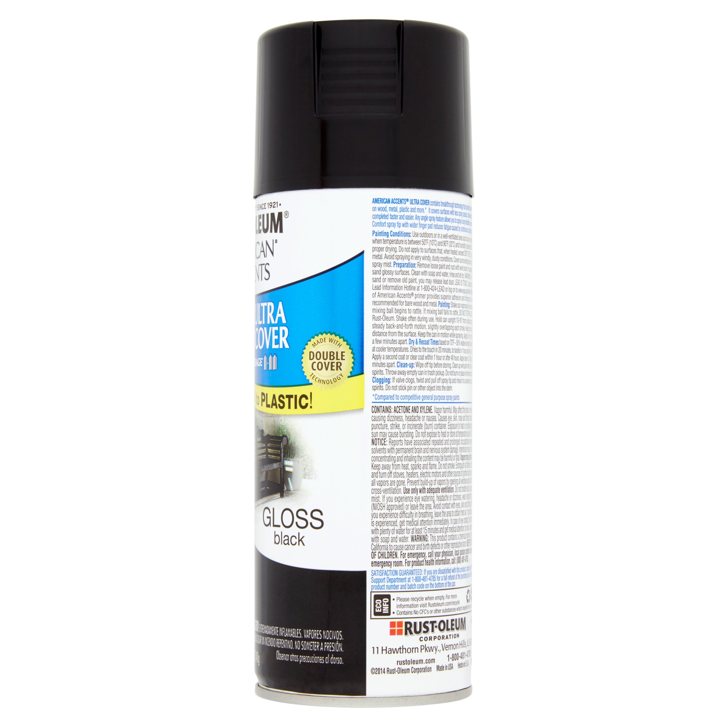 Rust-Oleum American Accents Ultra Cover 2X Gloss Black Spray Paint and Primer in 1, 12 oz - image 2 of 5