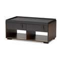 thumbnail image 1 of Baxton Studio Rikke Table Basse 2 Tiroirs en Bois Gris et Noyer, 1 of 9