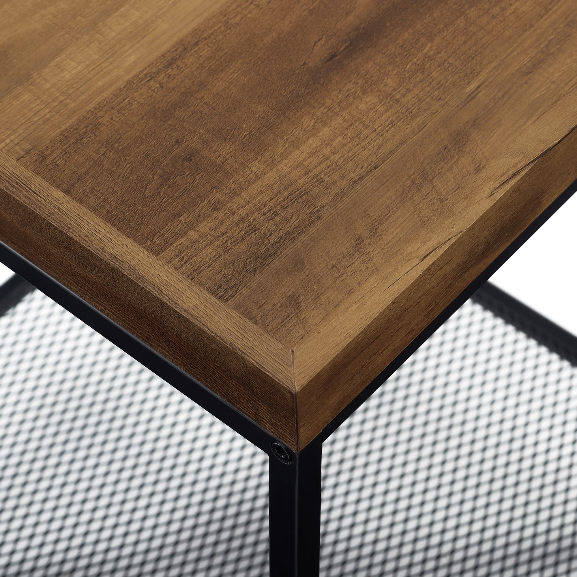 Frankie Metal and Wood Tray Top Barnwood End Table by River Street Designs