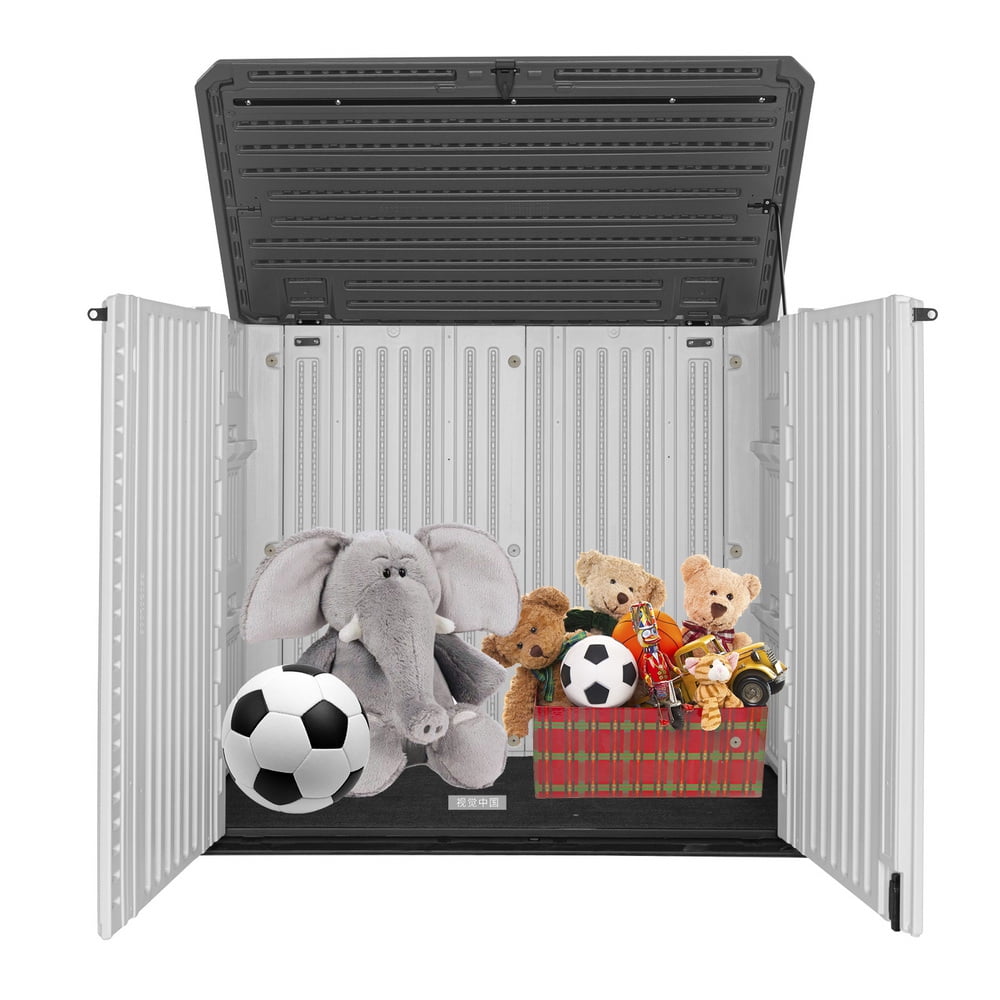 Private Jungle Storage Shed, Weather Resisrant Outdoor Storage Shed for Backyard Garden, Storage Small Cabinet Perfect to Store Garden Tools and Pool Toys, White Private Jungle Storage Shed, Weather Resisrant Outdoor Storage Shed for Backyard Garden, Storage Small Cabinet Perfect to Store Garden Tools and Pool Toys, White
