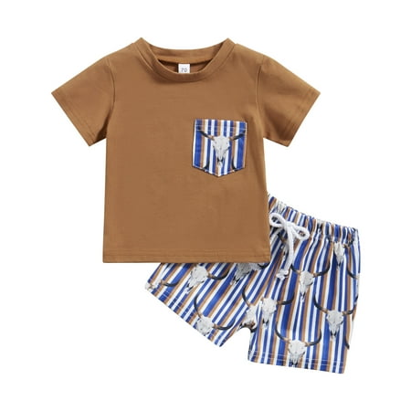

Baby Boy Summer Clothes Cow Print Short Sleeve T-Shirt 6M 12M 18M 24M 3Y Casual Shorts Toddler Boy Outfits