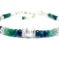 thumbnail image 2 of Emerald 3mm Rondelle Shape Faceted Cut Beads 7 inch Adjustable Silver Plated Clasp Bracelet for men, women, unisex. Link Chain Stacking Bracelet.|LINK_02493, 2 of 4