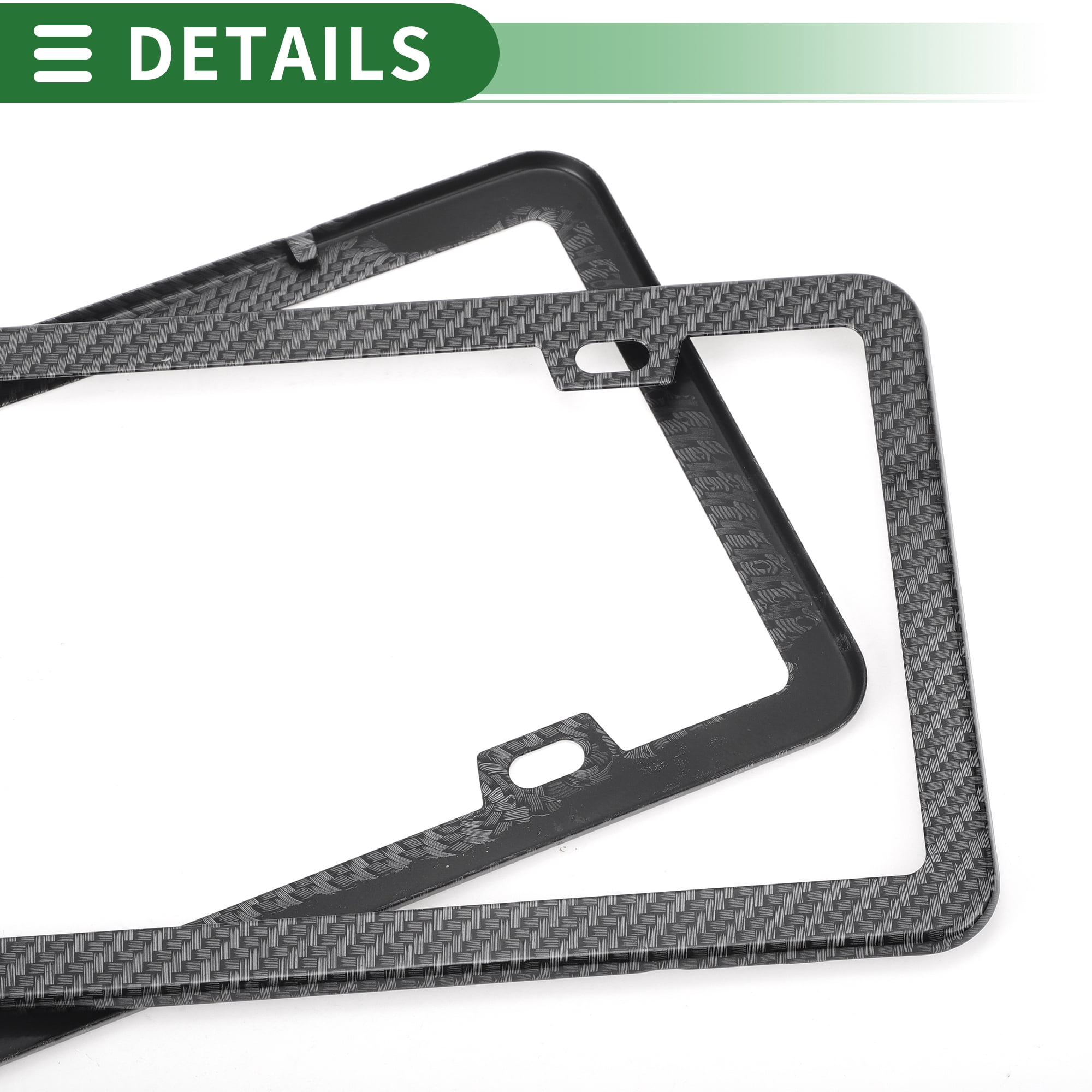 Unique Bargains 1Set Stainless Car License Plate Holder With Screws 2 Hole Black Carbon