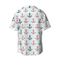 thumbnail image 6 of PAYOHTO Stripes and Anchors Mens Hawaiian Casual Short-sleeved Shirt Tropical Summer Beach Button Down Shirts, 6 of 7