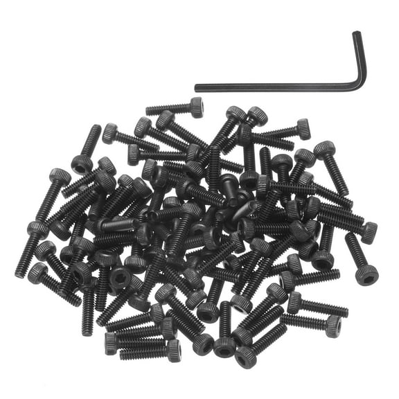 Uxcell 100 Pack Hex Socket Head Cap Screws Bolts, M2x8mm 304 Stainless Steel Socket Drive Machine Screws Bolts with Wrench, Full Threaded, Black