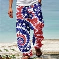 thumbnail image 2 of Men's American Flag Print Pants Casual Relaxed Breathable Pants Drawstring Patriotic Holiday Long Pants, 2 of 5