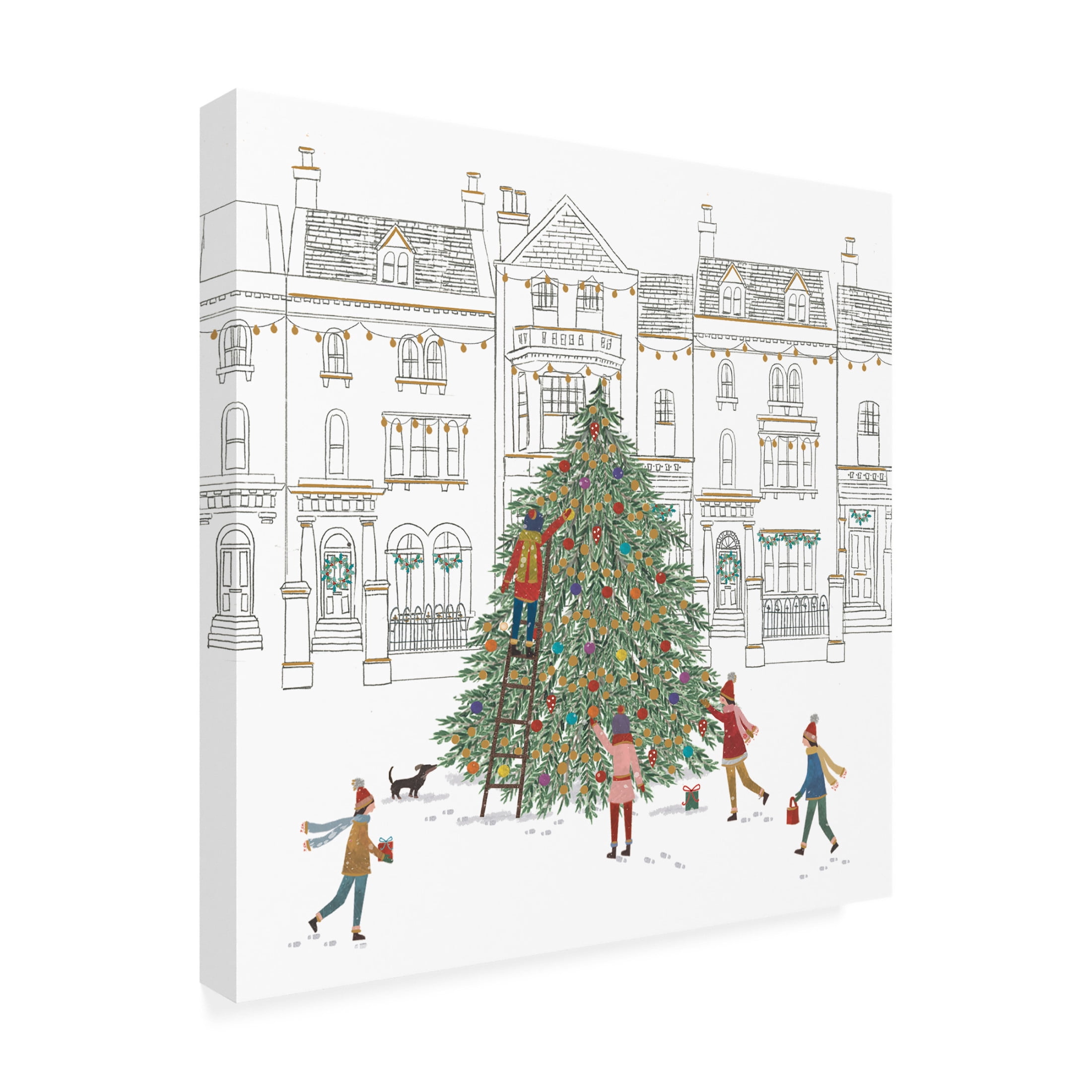 Canvas Wall Art - Paper Dove Co Ltd 'Town houses' Wall Art for Living Room, Bedroom, or Office Décor by Trademark Fine Art - 35 x 35 Inches