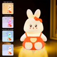 thumbnail image 4 of Fasiaou Cute Rabbit Night Light, Intelligent Timed, Silicone Dimmable Nursery Nightlight for Nursery, Silicone Rechargeable Bedside Touch Night Lights for Home Decor-Orange,Style A, 4 of 6