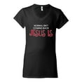 thumbnail image 3 of Normal Isnâ€™t Coming Back Jesus Is Inspirational/Christian Womenâ€™s Standard V-Neck Tee, Black, XX-Large, 3 of 5