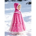 thumbnail image 2 of Gilrs Thicken Warm Velvet Cape Kids Princess Hooded Cloak Fancy Dress up Snowflake Cape, 2 of 6