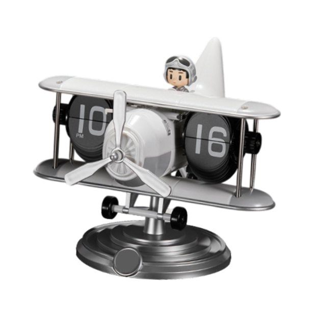 Reloj de escritorio perfke Con escultura de avión abatible y mecanismo automático