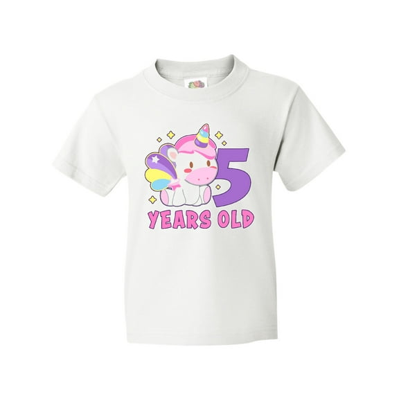 Inktastic 5 years old with Cute Unicorn Birthday Youth T-Shirt