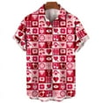 thumbnail image 4 of Camisa hawaiana con estampado 3D de corazón de amor para hombre y mujer, blusa de manga corta con botones para el día de San Valentín, 4 of 4