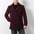 thumbnail image 3 of IYTR Men's Winter Wool Coat Fleece Solid Turndown Collar Warm Outwear Overcoat Peacoat with Pockets Wine M, 3 of 6