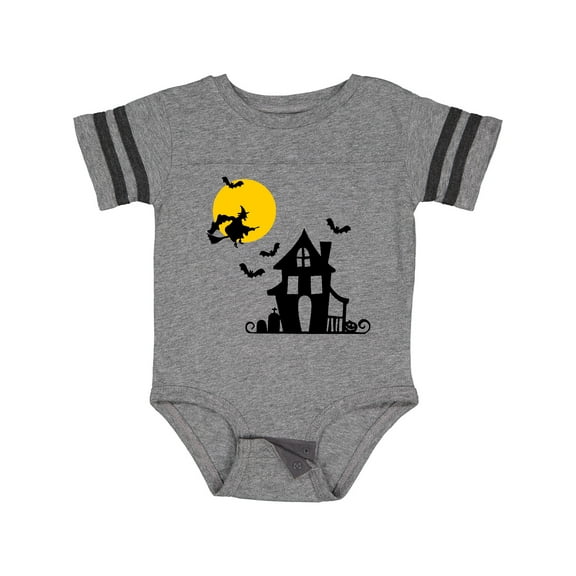 Inktastic Halloween Haunted House Witch and Bats Boys or Girls Baby Bodysuit