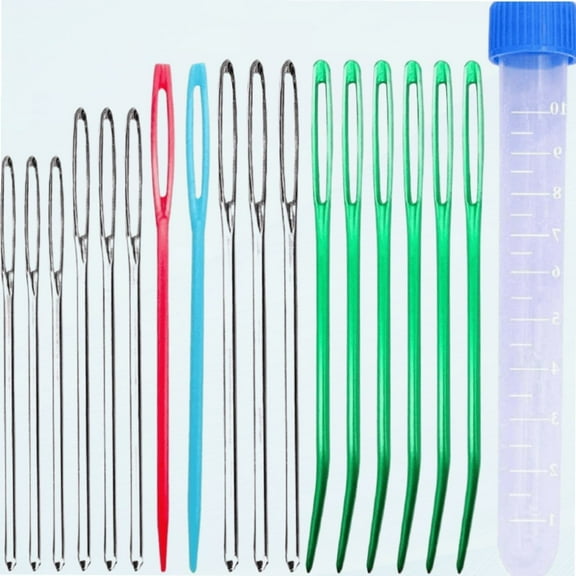 115 Pcs Jumbo Bent Tip Tapestry Needles, Large- Eye Blunt Steel Darning Yarn Needles in Box and Plastic Hand Sewing Needles for Knitting Crochet DIY Notions Craft Stitchery Quilting Weaving