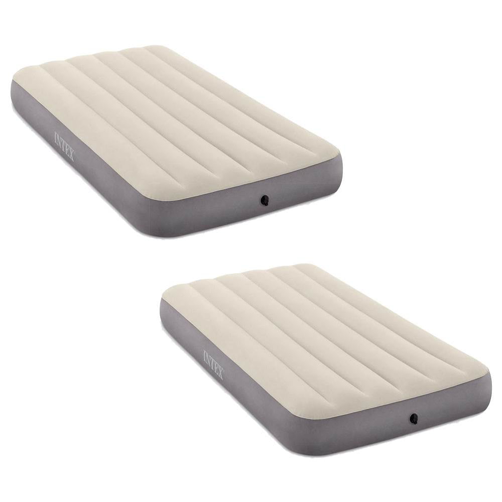 Intex Deluxe Dura Beam Single High Fibertech Air Mattress Airbed, Twin