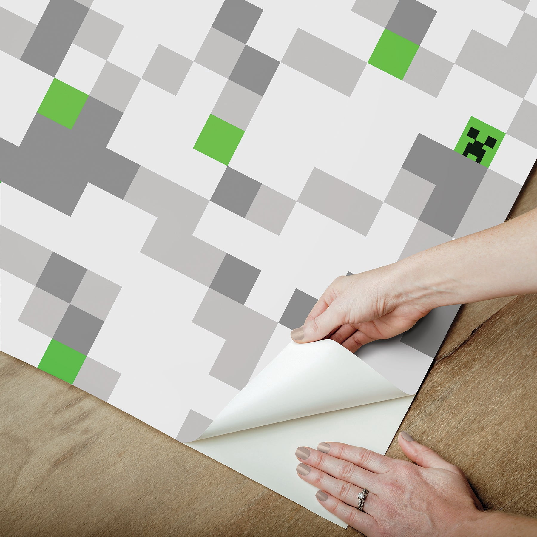 Minecraft Grey Pixel Creeper Peel & Stick Wallpaper, 1 roll