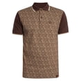 thumbnail image 6 of Trojan Chequerboard Diamond Jacquard Panel Polo Shirt, Brown, 6 of 6