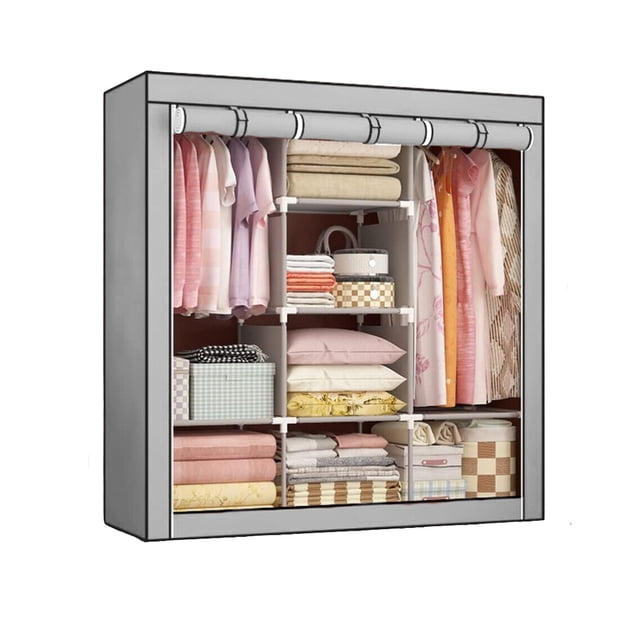 Closet Organizador Armable de Acero Inoxidable | Armario de Almacenamiento para Ropa | Ropero Portatil | Mueble de Tela Impermeable con Cierre | Perchero Guardaropa para Recamara