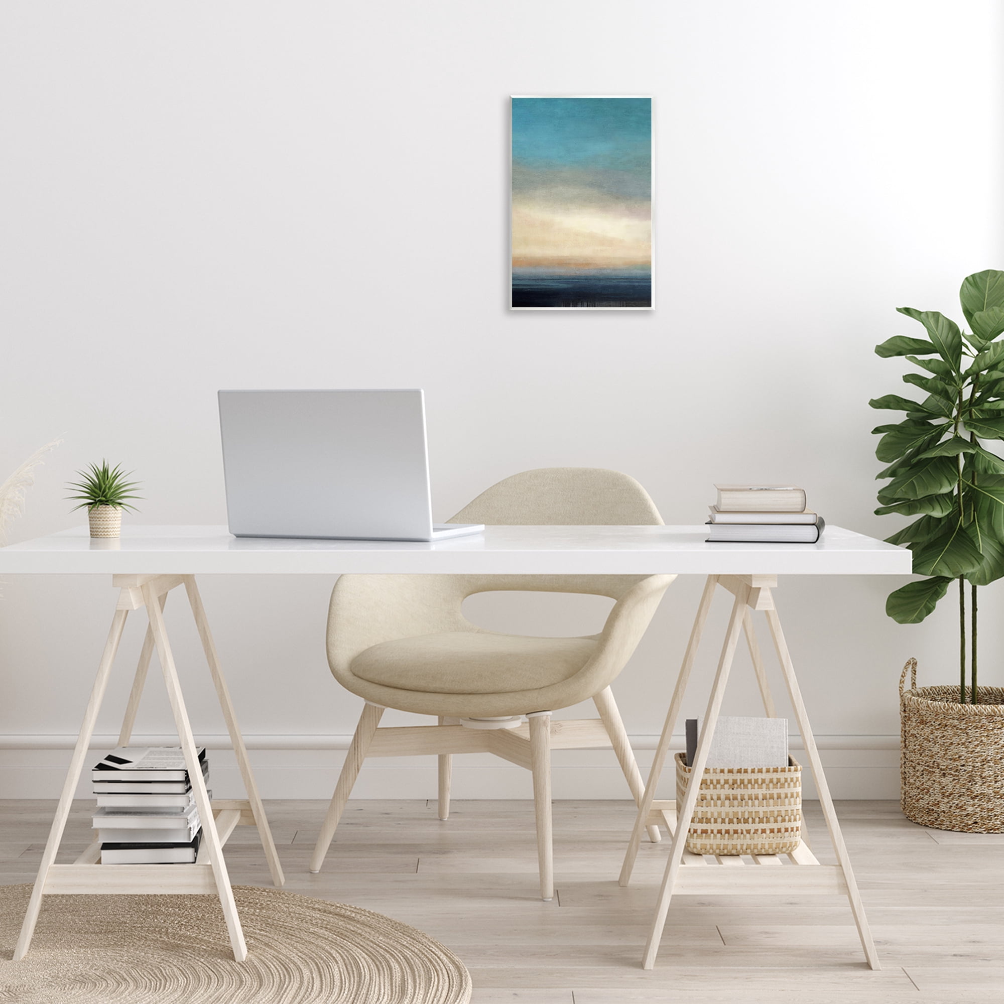 Stupell Industries Deep Blue Ocean Abstract Coastal Painting Unframed Art Print Wall Art, 10 x 15