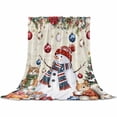 thumbnail image 2 of Christmas Snowman Throw Flannel Blanket 40x60In Squirrel Cat Xmas Tree Ball Retro Super Soft Cozy Bed Blanket, Lightweight Plush Fuzzy Bed Throw for Bedroom Sofa Couch Living Room, 2 of 4