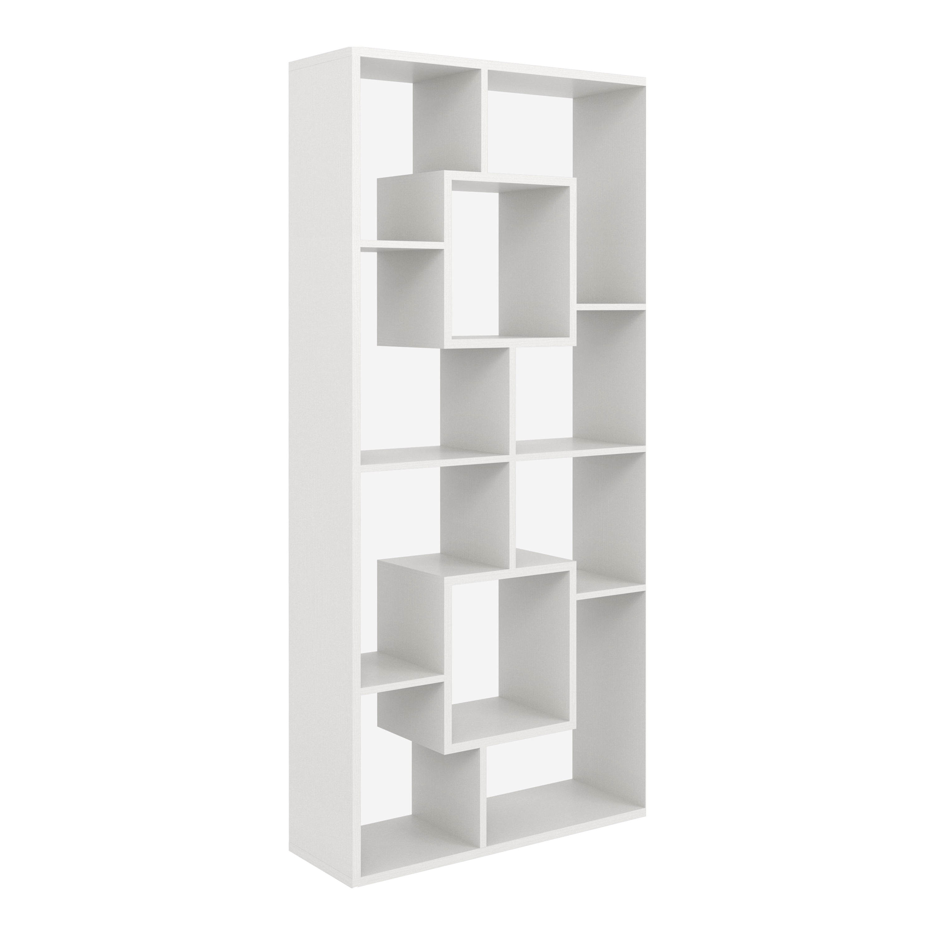 Furniture of America Darcy Modern 14-Shelf Geometric Bookcase, White