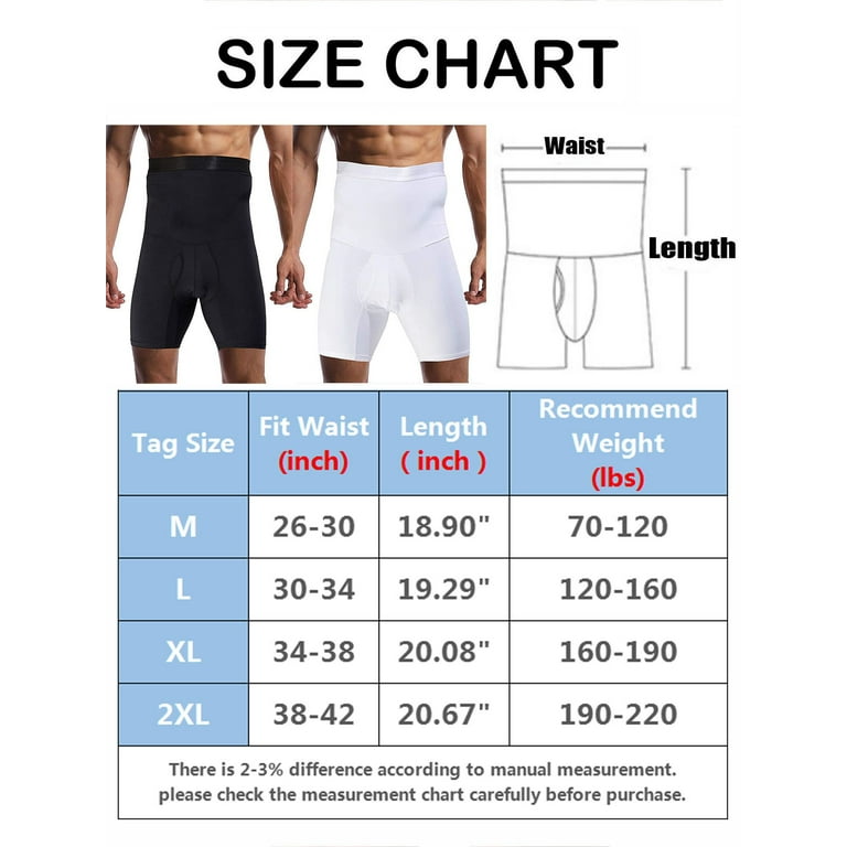 Spencer Men's Tummy Control Shorts High Wais Slimming Anti-Curling  Underwear Body Shaper Seamless Boxer Brief (L, Black)